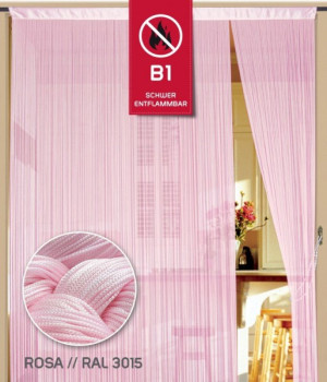 Fadenvorhang 90 cm x 240 cm rosa in B1 schwer entflammbar