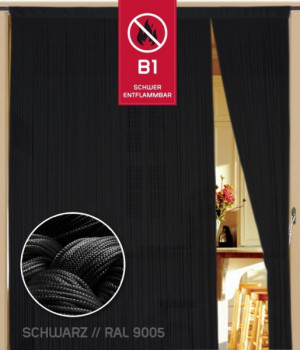 Fadenvorhang Kaikoon 200 cm x 300 cm schwarz in B1 schwer entflammbar