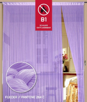Fadenvorhang 150 cm x 500 cm flieder in B1 schwer entflammbar