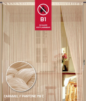 Fadenvorhang 500 cm x 300 cm caramel in B1 schwer entflammbar