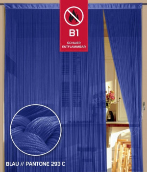 Fadenvorhang 90 cm x 240 cm blau in B1 schwer entflammbar