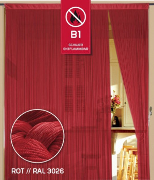 Fadenvorhang 90 cm x 240 cm rot in B1 schwer entflammbar
