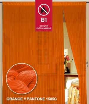 Fadenvorhang 90 cm x 240 cm orange in B1 schwer entflammbar