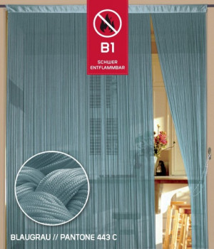 Fadenvorhang 150 cm x 300 cm blaugrau in B1 schwer entflammbar