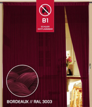 Fadenvorhang Kaikoon 150 cm x 500 cm bordeaux in B1 schwer entflammbar