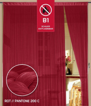Fadenvorhang Kaikoon 150 cm x 500 cm rot in B1 schwer entflammbar