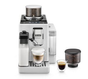 DeLonghi Expresso Broyeur De'Longhi Rivelia Feb 4455.w Blanc Arctique (latte)  -  Machine à café à grain 1450 W - MaxiCoffee Garantie 3 ans