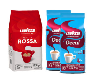 Lavazza - Kaffeebohnen Morgen & Abend Bundle – Qualità Rossa & Decaf Intenso - 2kg - MaxiCoffee