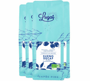 Cafés Lugat - Bio Mexiko - Sueño - Entkoffeinierter Gemahlener Kaffee 4 X 250 G - MaxiCoffee