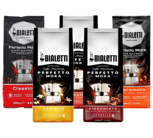 Bialetti - Perfetto Moka Probierset Aromatisierter Kaffee Gemahlen 5 X 250 G - MaxiCoffee