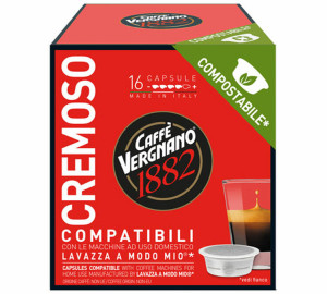 Caffè Vergnano - Cremoso - Kompostierbare Kapseln Kompatibel A Modo Mio Lavazza - 16 Kapseln - MaxiCoffee