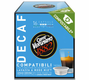 Caffè Vergnano - Entkoffeiniert- Kompostierbare Kapseln Kompatibel A Modo Mio Lavazza - 16 Kapseln - MaxiCoffee