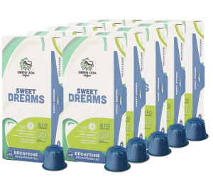 100 Nespresso* Original Kompatible Kapseln Sweet Dreams Entkoffeiniert Bio – Green Lion Coffee - MaxiCoffee