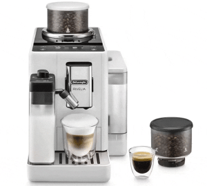 DeLonghi Expresso Broyeur De'Longhi Rivelia Exam 440.55.w Blanc Arctique (latte)  -  Machine à café à grain 1450 W - MaxiCoffee Garantie 2 ans