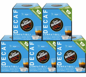 Caffè Vergnano - Entkoffeiniert- Kompostierbare Kapseln Kompatibel A Modo Mio Lavazza - 5 X 16 Kapseln - MaxiCoffee