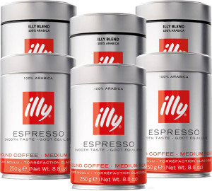 Café Illy Illy – Gemahlener Kaffee – Probierset Classico & Intenso – 6 X 250 G - MaxiCoffee