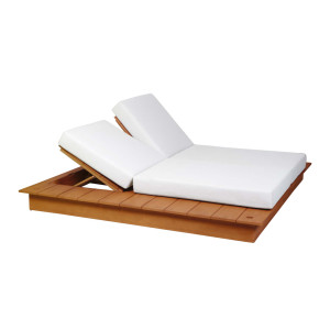 LA VILLA Doppelliege, Terra Teak – inkl. Polster