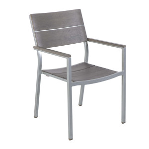 BRISBANE FUREMA Armlehnstuhl, Stone Grey / Aluminium