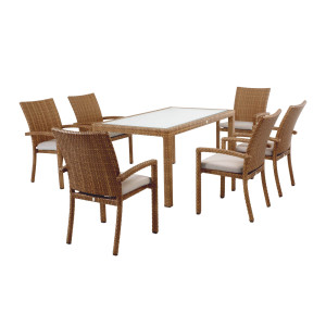 BELLINI TOBACCO Dining-Set, Tisch 160x90 und 6 Stühle – inkl. Sitzkissen (Farbe wählbar)
