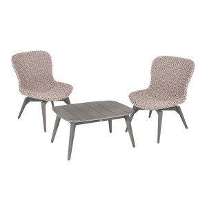 ORLANDO Lounge-Set, 2 Sessel und Loungetisch, Twist Oyster / Stone Grey