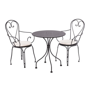 BOULEVARD Dining-Set, Tisch ∅ 65 und 2 Armlehnstühle – inkl. Sitzkissen Uni Natur