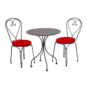 BOULEVARD Dining-Set, Tisch ∅ 65 und 2 Stühle – inkl. Sitzkissen Rot