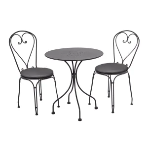 BOULEVARD Dining-Set, Tisch ∅ 65 und 2 Stühle – inkl. Sitzkissen Anthrazit