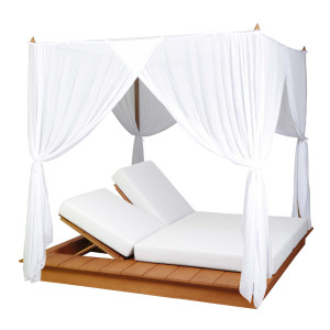 LA VILLA Daybed mit Baldachin, Terra Teak – inkl. Polster