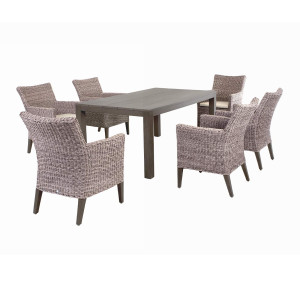 MADRIGAL TWIST Dining-Set, La Villa, 6 Sessel Twist Oyster – inkl. Kissen (Farbe wählbar)