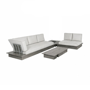 LA VILLA Sofalandschaft mit Tisch und Hocker, Stone Grey – inkl. Polster