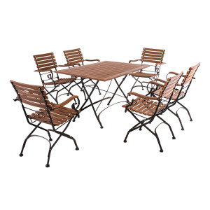 BRAZIL Dining-Set, Tisch 125x85 und 6 Armlehnstühle