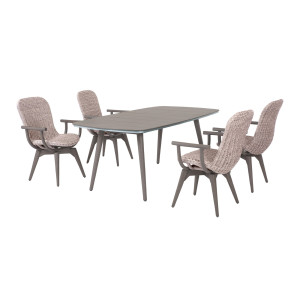 ORLANDO Dining-Set, Tisch 180x100 und 4 Armlehnstühle, Twist Oyster / Stone Grey