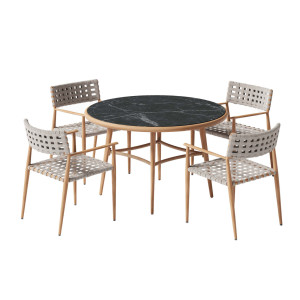 IZU Dining-Set, Tisch ∅ 120 und 4 Armlehnstühle