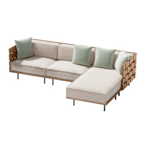 PIANO Lounge-Set 4-teilig, Terra Teak, mit Lounge- & Kuschelkissen