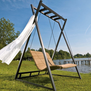 HEAVEN SWING Set – Gestell Schwarz / Doppelliege Twist Natur