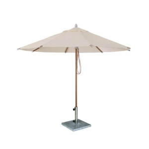SUNRISE Schirm-Set – Schirm Uni Natur rund, ∅ 3,3 m / Schirmfuß Granit, 32 kg