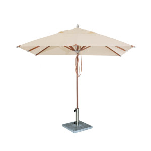 SUNRISE Schirm-Set – Schirm Uni Natur eckig, 2,75 x 2,75 m / Schirmfuß Granit, 32 kg