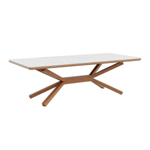 SAMOA Tisch Marble White / Terra Teak, 240 x 100 cm