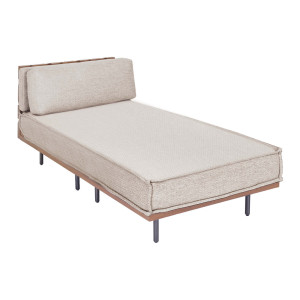 PIANO Chaiselounge Terra Teak – inkl. Polster, Pearl Beige