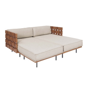 PIANO Daybed, Terra Teak – inkl. Polster, Pearl Beige