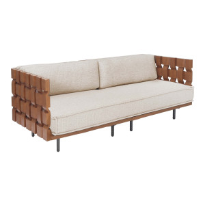 PIANO Einzelsofa Terra Teak – inkl. Polster, Pearl Beige