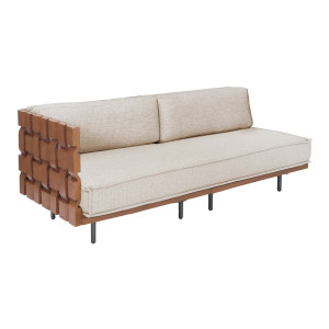 PIANO Einzelsofa einseitig offen, Terra Teak – inkl. Polster, Pearl Beige