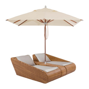 MADRIGAL RELAX Lounge-Set mit Mittelkonsole und Schirm, Tobacco – Kissen optional (versch. Farben)