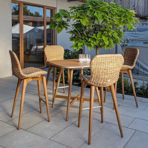 ORLANDO Barmöbel-Set, Bartisch und 4 Barhocker, Twist Natur / Terra Teak