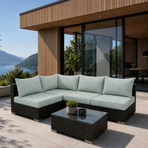 BELLINI MOCCA Lounge-Set, Outdoor-Ecksofa mit Beistelltisch – inkl. Polster (5 Farben)