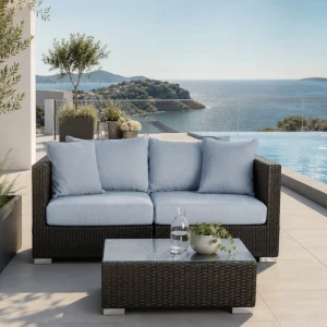 BELLINI MOCCA Lounge-Set, 2-Sitzer-Sofa mit Beistelltisch – inkl. Polster (5 Farben)