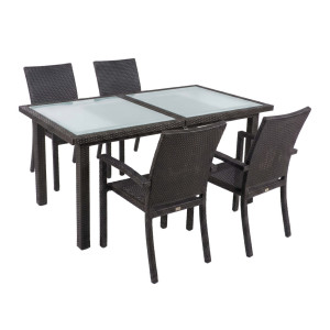 BELLINI MOCCA Dining-Set, Ausziehtisch 180 bis 240 x 100 cm und 4 Stühle