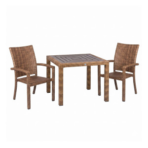 BELLINI TOBACCO Dining-Set, FUREMA-Tisch 90x90 und 2 Stühle