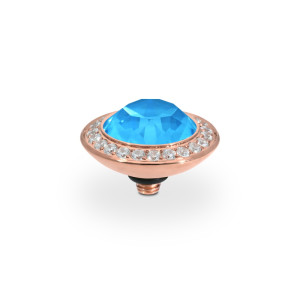 Qudo Rose Gold Topper Tondo Deluxe 13mm - Electric Blue Ignite