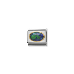 Nomination Gold Oval Green Opal Stone Composable Charm | McCloys Jewellery